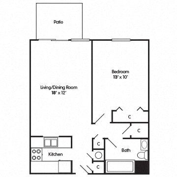 One Bedroom Floorplan Bloomington Indiana