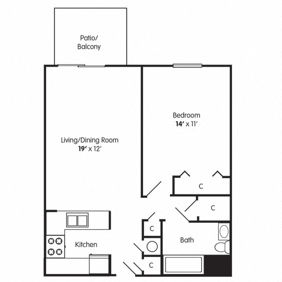 1 Bedroom Floorplan for Apt in Chesapeake VA
