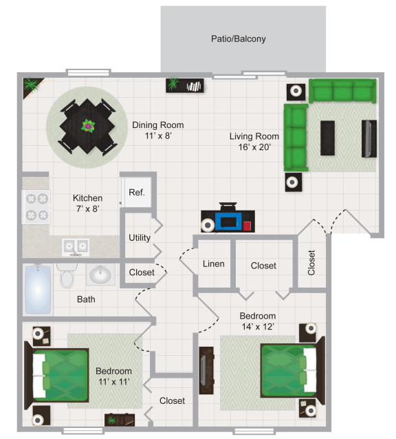  Floor Plan Two Bedroom Apartment