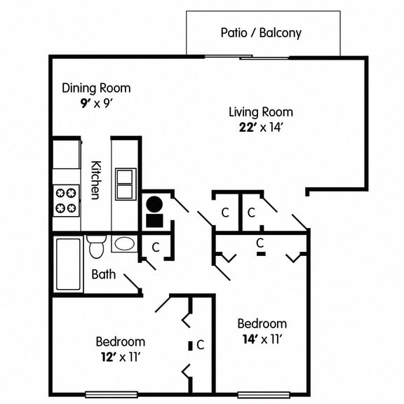  Floor Plan Two Bedroom Apartment
