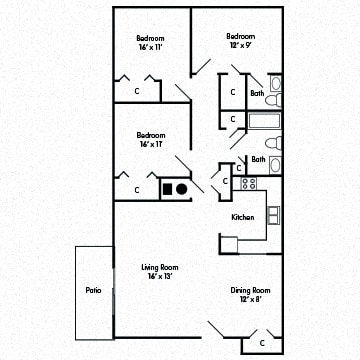  Floor Plan Three Bedroom Apartment