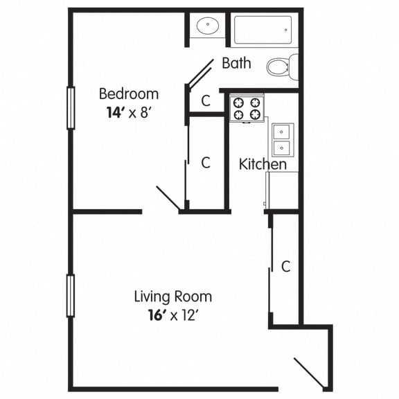  Floor Plan One Bedroom Apartment