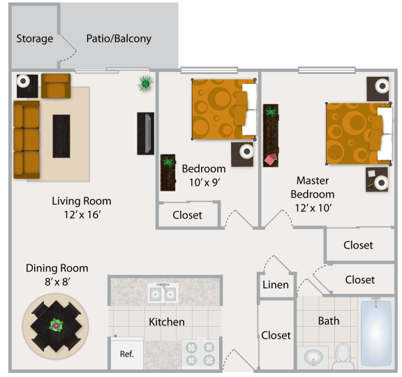  Floor Plan Two Bedroom Apartment I
