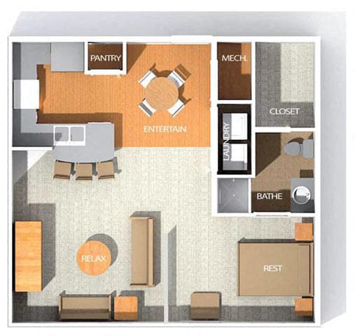 Floor Plan  One Bed One Bath Floor Plan at Kenyon Square Apartments in Westerville, Columbus, OH