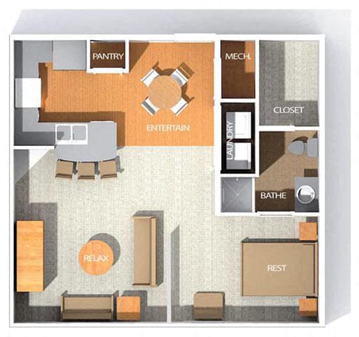 Floor Plan  1 Bedroom 1 Bath Floor Plan at Kenyon Square Apartments in Westerville, Columbus, OH