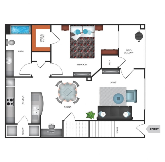 Mediterra Apartment Homes 1 Bedroom Apartment Floor Plan