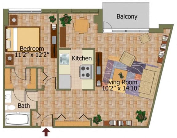 One Bed 07 Floorplan One Bed 07 Floorplan at Calvert House Apartments,Washington,DC