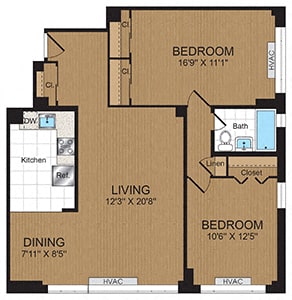 Two-Bedroom 2A Floorplan Two-Bedroom 2A Floorplan at Connecticut Park Apartments