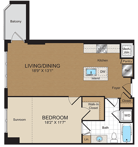 1 bed 1bath A1a Floorplan 1 bed 1bath A1a Floorplan at Harrison at Reston Town Center