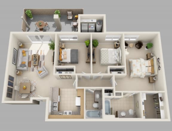 3 Bedroom Floor Plan at Willow Springs, Goleta, CA