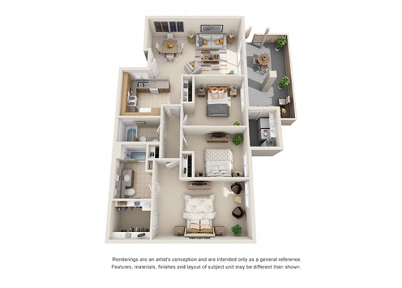 3 bed 1 bath floorplan 3 bed 1 bath floorplan, at Willow Springs, Goleta, CA