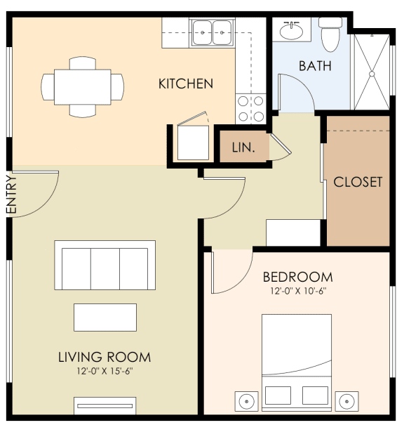 One Bedroom One Bath 623 Sq ft
