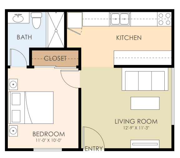  Floor Plan One Bedroom One Bath