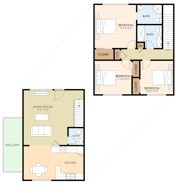 Floor Plan Three Bedroom, Two &amp; Half Bath