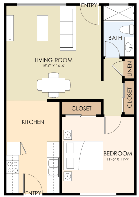  Floor Plan One Bedroom One Bath