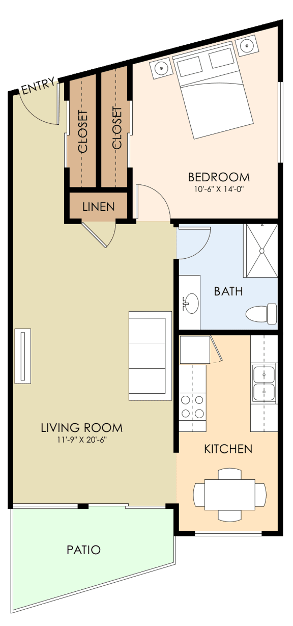 Floor Plan One Bedroom One Bath
