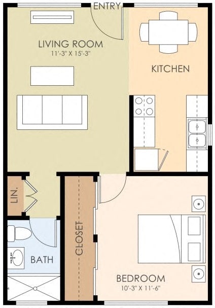 One Bedroom One Bath 506 Sq Ft at Pines, California, 95008