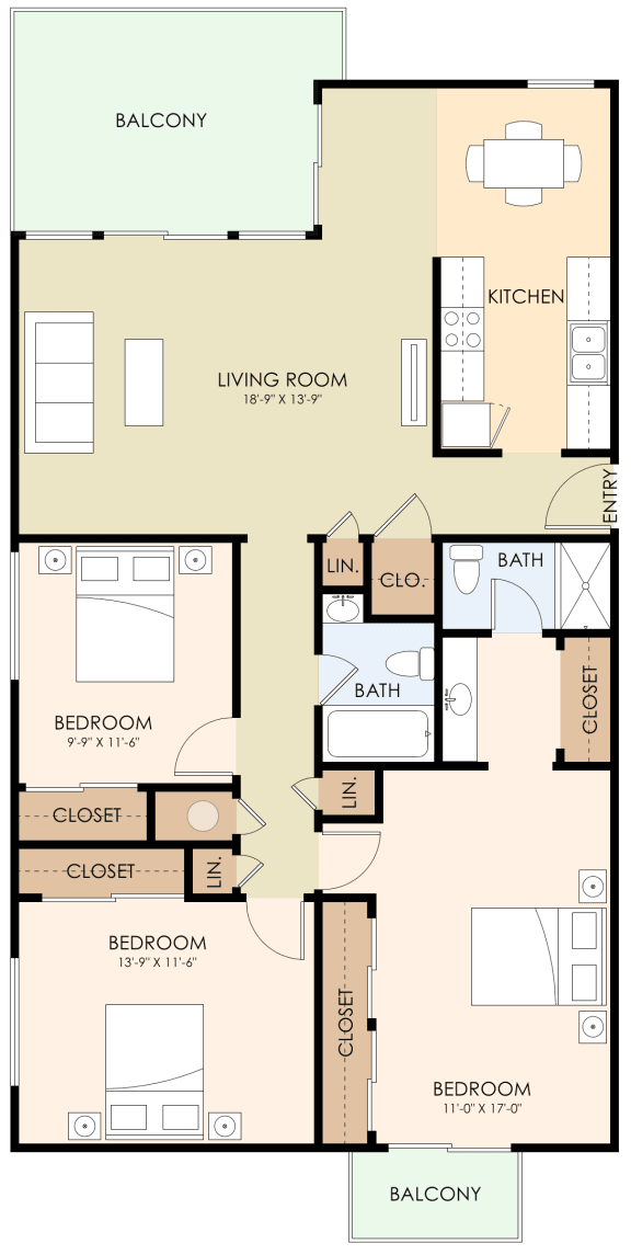 Three Bedroom Two Bath 1230 Sq Ft at Sharon Grove Apartments, Menlo Park, 94025