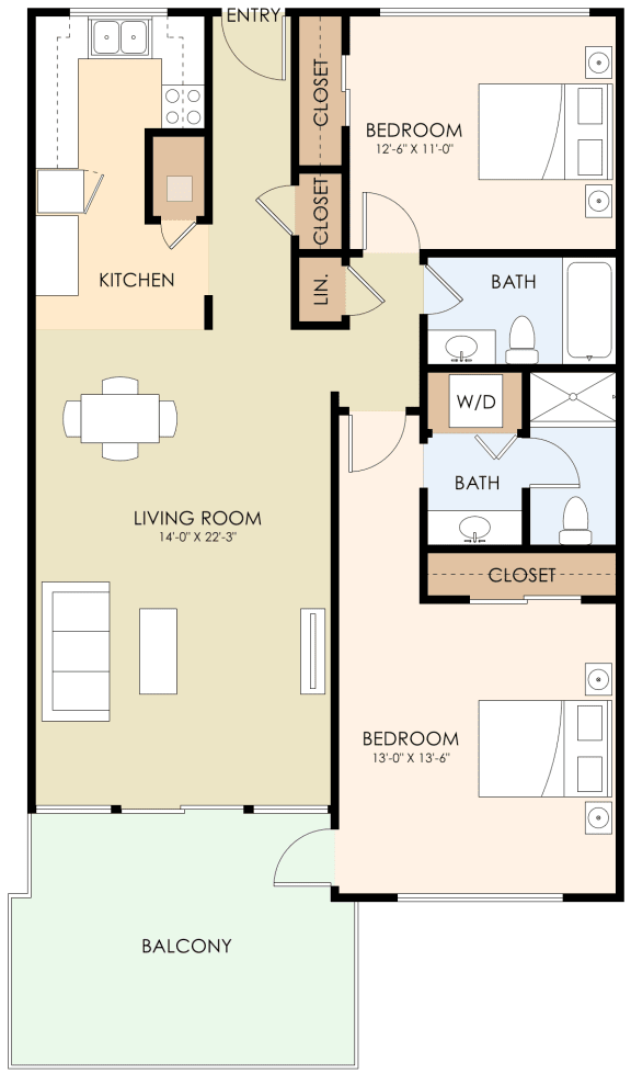 Two Bedroom Two Bath 1059 Sq Ft at Sharon Grove Apartments, Menlo Park