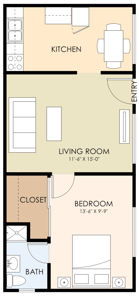 Floor Plan One Bedroom One Bath
