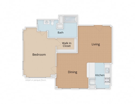One Bedroom Floor Plan at Connecticut Gardens, Washington, Washington