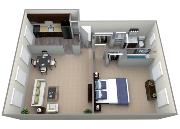 Floorplan for 1 bed 1 bath 677sfat Mount Ridge Apartments, 201 South Symington Avenue , Baltimore