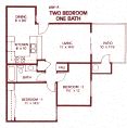 2 Bedroom 1 Bath (Downstairs) Floor Plan at Park West Apartments, Chino, California