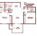 Floor Plan  2 Bedroom 2 Bathroom Dual ( Downstairs) Floor Plan at Park West Apartments, Chino, CA, 91710