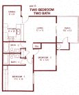 Floor Plan  2 Bedroom 2 Bathroom ( Downstairs) Floor Plan at Park West Apartments, California