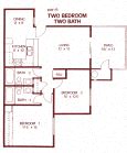 2 Bedroom 2 Bathroom(Upstairs) Floor Plan at Park West Apartments, Chino