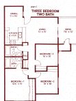 3 Bedroom 2 Bathroom ( Downstairs) Floor Plan at Park West Apartments, Chino, California