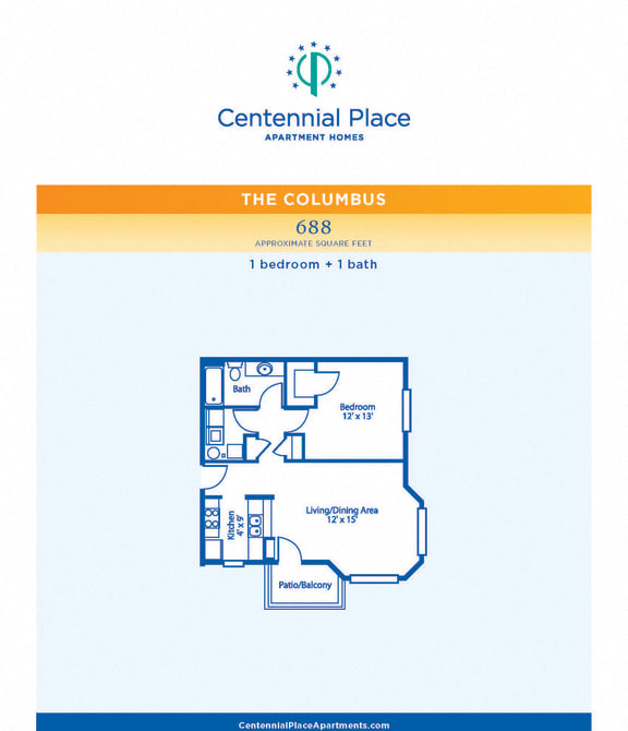 Columbus floor plan at Centennial Place in Atlanta, Georgia