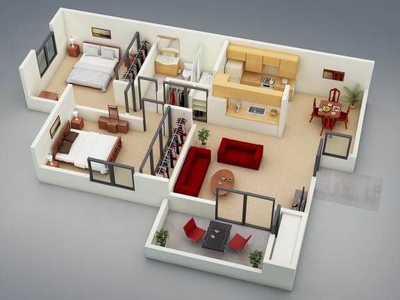 The Retreat Floor Plan at Mission Sierra Apartments, Union City, 94587