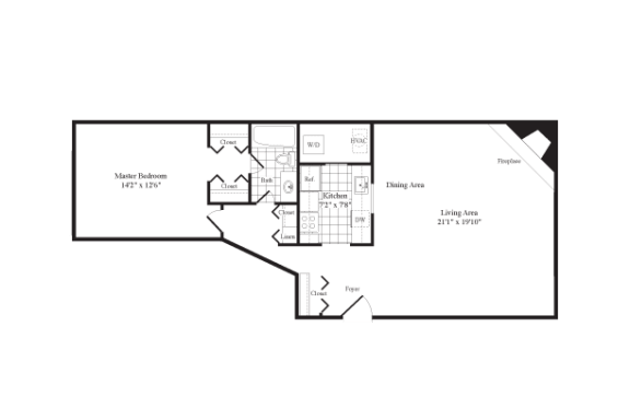  Floor Plan 1 Bed 1 Bath