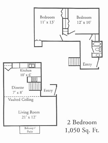 2 Bedroom Floor plan at Woodmere Townhomes, Cedarburg,Wisconsin