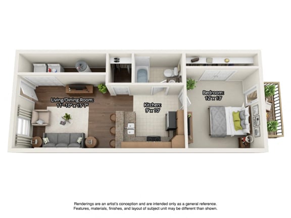 Floor Plan  1 bedroom floorplan without garage