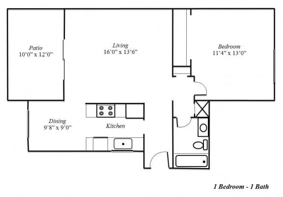 One Bedroom Floorplan at Sedona Apartment Homes