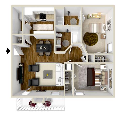 Floor Plan  Two Bedroom-Two Bath