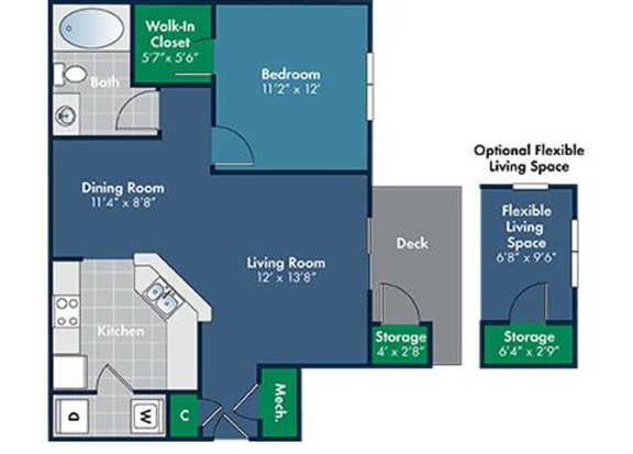 1 bedroom 1 bathroom 723 Square-Foot Amador Floorplan at Abberly Place at White Oak Crossing by HHHunt, Garner, NC 27610