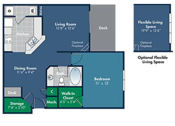1 bedroom 1 bathroom 841 Square-Foot Avila Floorplan at Abberly Place at White Oak Crossing, Garner by HHHunt, NC