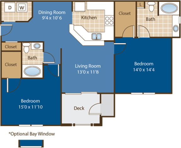 2 bedroom 2 bathroom Floorplan for Cornelius 2 bedroom 2 bathroom Floorplan for Cornelius at Abberly Woods Apartment Homes by HHHunt, Charlotte