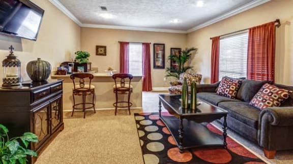 Grand Clubhouse Living Room at Parklane Apartment Homes, McComb, MS
