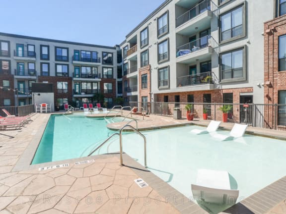 sparkling pool in luxury apartments near downtown