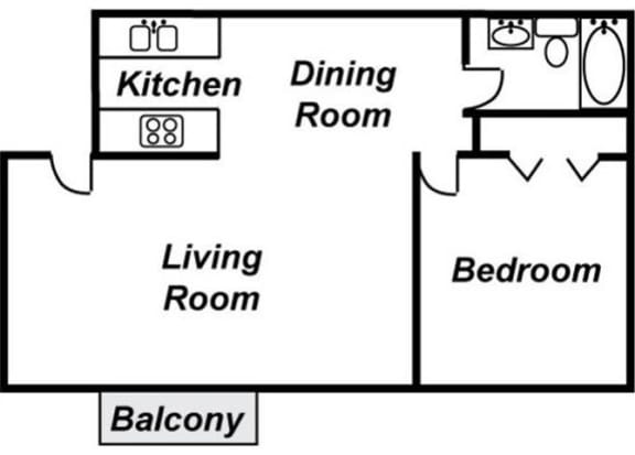 Floor Plan  1 Bed 1 Bath