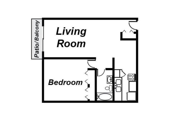 Floor Plan  1 Bedroom Floorplan 1016 Chester Apartments
