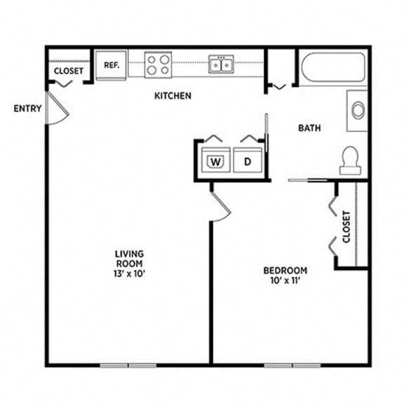 Floor Plan  1 Bedroom Apartment near Michigan State University | Cedar Greens Apartments
