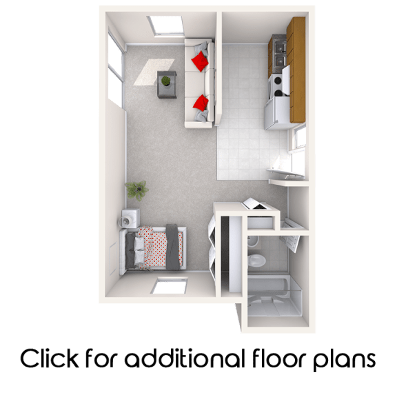 Floor Plan  Studio Apartment near Michigan State University | Eastpoint Townlets Apartments
