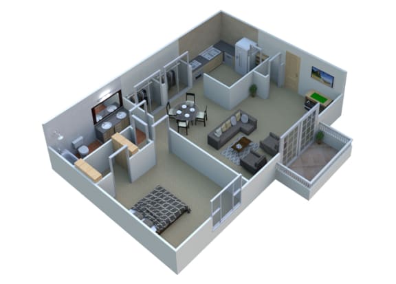 Floor Plan  1 Bed 1 Bath Floor Plan at Cranbrook Center Apartments,18333 South Drive,Southfield MI 48076