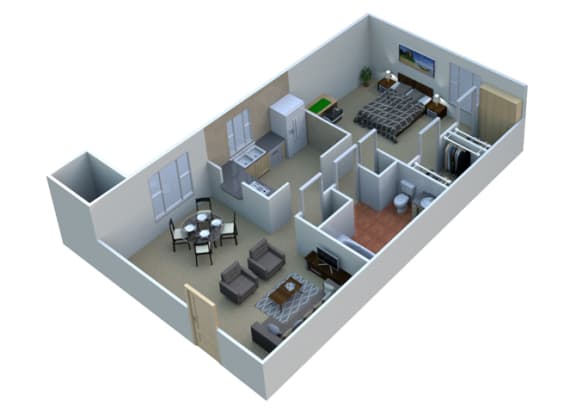 Floor Plan  1 BEDROOM 1A10 - 1 Bedroom 1 Bathroom Floor Plan at Sterling Lake Apartments,Sterling Heights MI