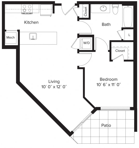 Floor Plan  1 Bedroom - 1 Bath | A06